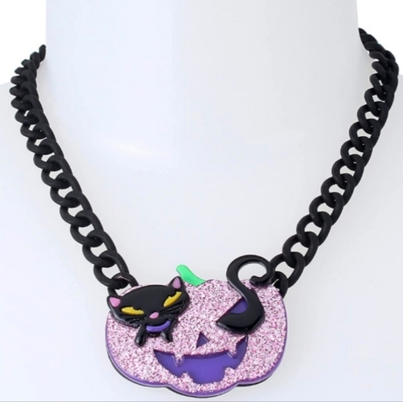 Collana Statement Betsey Johnson A Tema Halloween, Con Fantasmini E Perle, Nuova Con Etichette
